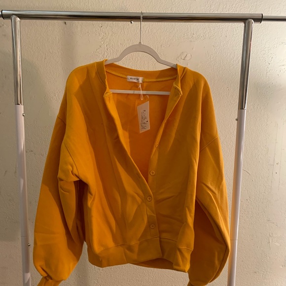 Moon City Drop Shoulder Yellow Cardigan 
